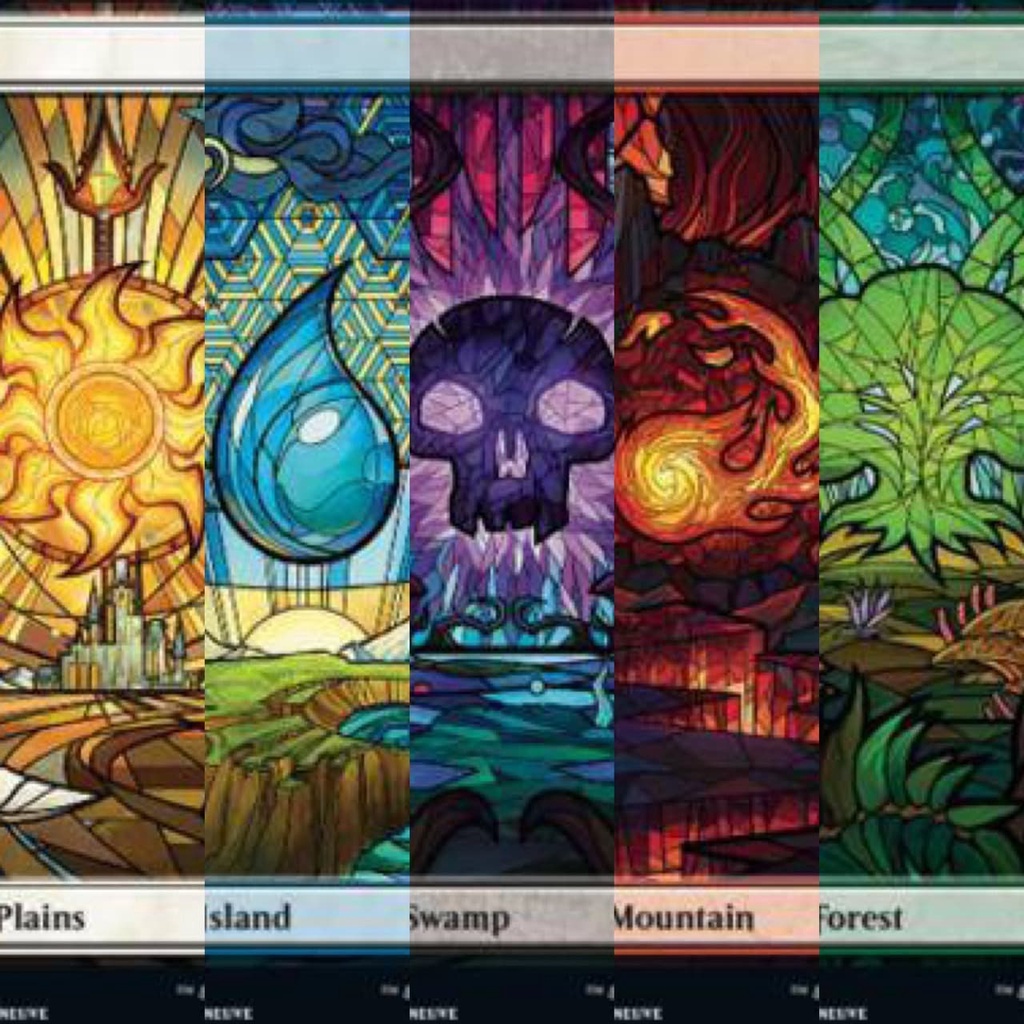 Dominaria United Stained Glass Basic Lands การ์ด Magic The Gathering ของแท้ จากชุด Dominaria United