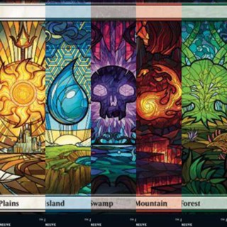 Dominaria United Stained Glass Basic Lands การ์ด Magic The Gathering ของแท้ จากชุด Dominaria United