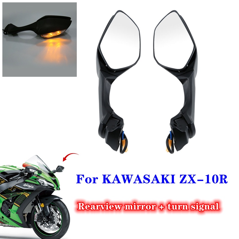 For Kawasaki ZX10R ZX10 ZX 10 R 2011 2012 2013 2014 2015 2016-2020 Motorcycle wide-angle rearview mirrors LED Turn Signa