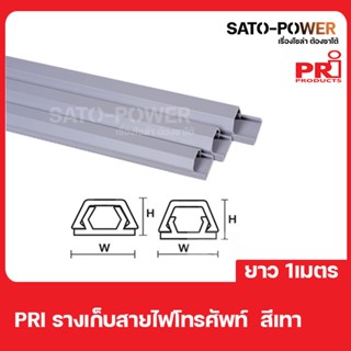 PRI รางไฟ/รางโทรศัพท์ T6G ยาว 1 เมตร **สีเทา**รางโทรศัพท์สีเทาแบบทึบ รางพร้อมเทป