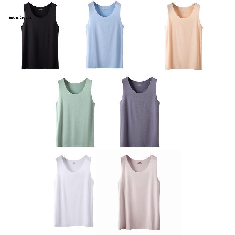 เสื้อแขนกุด คอกลม ผ้าเรยอน แบบบาง ไร้รอยต่อ สีพื้น แฟชั่นฤดูร้อน สําหรับผู้หญิง
