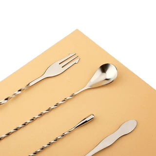 ช้อนค็อกเทล สแตนเลส ปลายส้อม ด้ามเกลียว ยาว 26/32cm [MANCAFE]