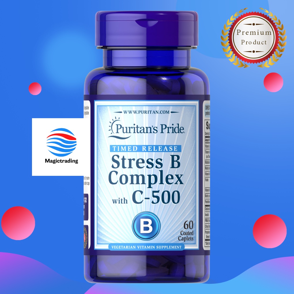 Puritan's Pride Stress Vitamin B-Complex with Vitamin C-500 Timed Release / 60 Caplets