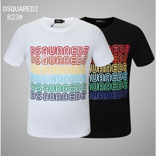 เสื้อยืด oversize 22 Fw ฤดูร้อน 1964 Dsquared2 ผู้ชาย / ผู้หญิงฮิปฮอปคอกลมแขนสั้นเสื้อยืดผ้าฝ้ายหัวรถจักรจดหมายพิมพ์สบาย