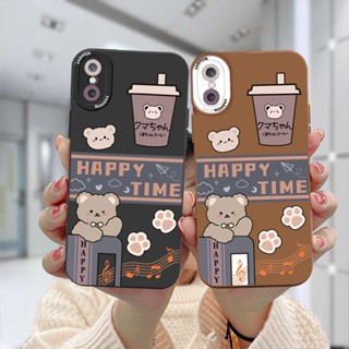 เคส VIVO Y30 Y21S Y20S Y12i Y12S Y12 Y20 Y91C Y21 2021 Y15S Y91 Y30i Y93 Y95 Y15 Y17 Y53 เครื่องเคลือบสีการ์ตูนเคลือบน้ำตาลลายการ์ตูน เคสโทรศัพท์มือถือ