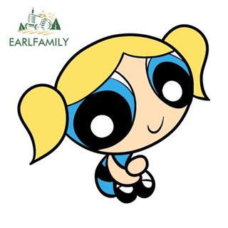 Earlfamily สติกเกอร์ ลายการ์ตูนอนิเมะ Powerpuff Girls กันน้ํา 13 ซม. x 12.1 ซม. สําหรับติดตกแต่งรถยนต์ หมวกกันน็อค