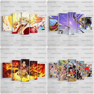 โปสเตอร์ผ้าใบ พิมพ์ลายอนิเมะ One Piece HD Luffy Gear 5 Nika Zoro สําหรับตกแต่งผนังบ้าน ห้องนั่งเล่น 5 ชิ้น