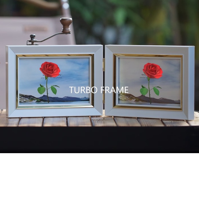 กรอบรูปคู่ มีบานพับใส่ภาพ แนวนอน 6" x4" ,7x5" , 8x6" , A5 น่ารักมาก TURBO FRAMEจัดสรรกรอบรูปราคาดีสุดๆ