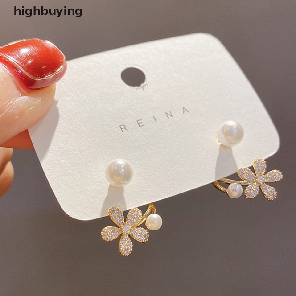 [highbuying] สไตล์เกาหลี มุกเทียม ดอกไม้ ต่างหูสตั๊ด / ผู้หญิง แฟชั่นหรูหรา เครื่องประดับ งานแต่งงาน เครื่องประดับใหม่ พร้อมส่ง