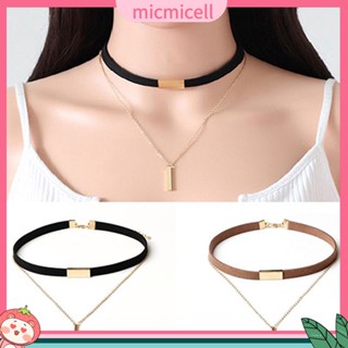 (micmicell) สร้อยคอโชกเกอร์หนังกลับ สไตล์พังก์ แฟชั่นสตรี