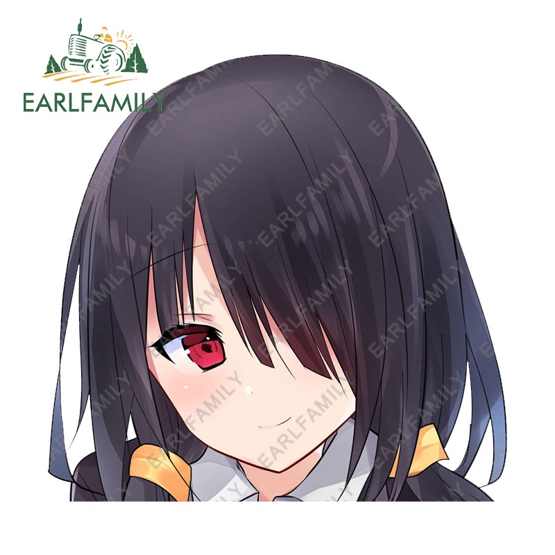 Earlfamily สติกเกอร์ไวนิล กันน้ํา ลาย Tokisaki Kurumi ขนาด 13 ซม. x 12.7 ซม. สําหรับตกแต่งรถยนต์ แล็ปท็อป