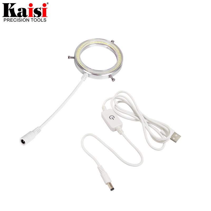 Kaisi แหวนไฟ LED 60 ดวง บางพิเศษ ปรับได้ สําหรับกล้องจุลทรรศน์สเตอริโอซูม ปลั๊ก USB
