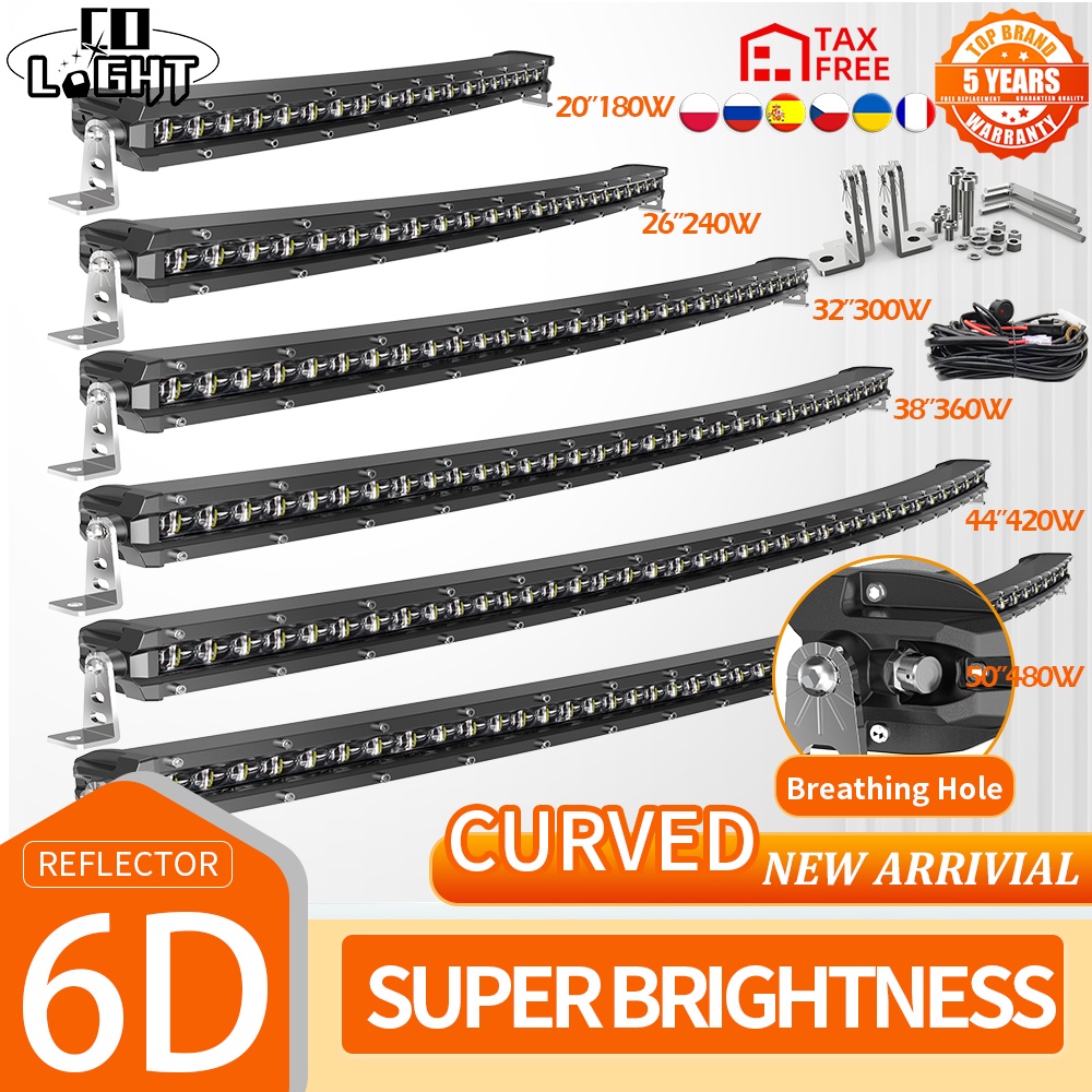 CO LIGHT New Cruved Slim LED Bar 20"26"32"38"44"50" LED Light Bar/Work Light for Driving T