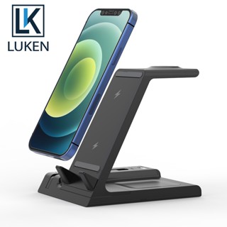 Luken 6 in 1 ที่ชาร์จหูฟังบลูทูธไร้สาย 15W ชาร์จเร็ว สําหรับ iP Watch TWS Samsung Xiaomi