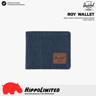 กระเป๋าสตางค์ ⌇ Herschel ⌇ รุ่น Roy ⌇ สี Indigo Denim Crosshatch/Saddle Brown ⌇ สินค้าของแท้ 100% จากตัวแทนจำหน่ายโดยตรง