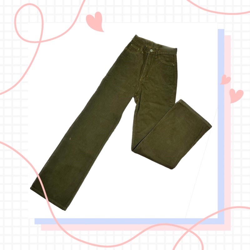 กางเกงยีนส์เอวสูง สีน้ำตาลโกโก้ งานป้าย septembers12