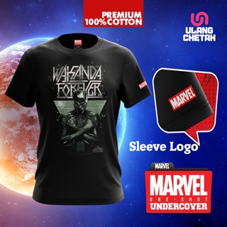 เสื้อยืดผ้าฝ้ายพิมพ์ลายแฟชั่น เสื้อยืดผ้าฝ้าย 100% พิมพ์ลาย Marvel Black Panther D18 สําหรับผู้ชาย และผู้หญิง