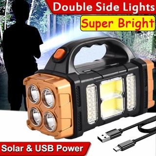 Outdoor Camping Lighting Portable Searchlight COB LED Torch Solar USB Charging