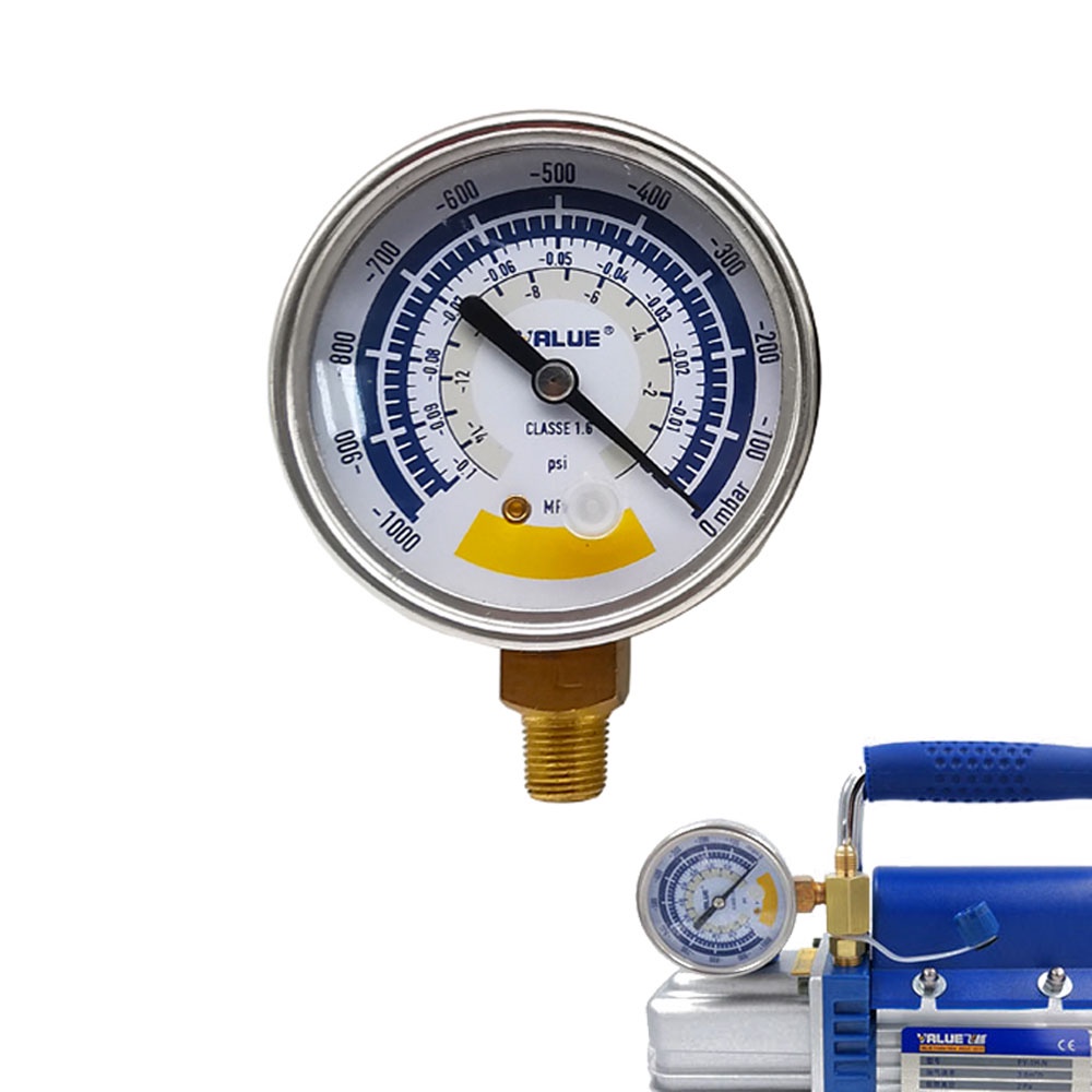 63 มม.เครื่องวัดความดันที่ถูกต้อง Air Gauge เครื่องมือสําหรับปั๊มสูญญากาศ 0-14psi Dial จอแสดงผล G1/8in Connector