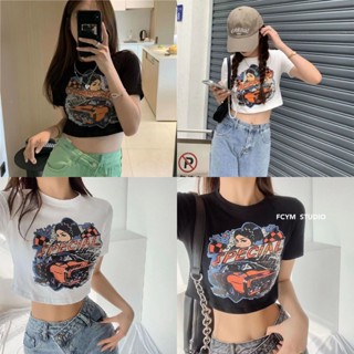 👕 VIVI 💥เสื้อยืด เสื้อยืดน่ารักๆ แขนสั้น ลายการ์ตูน สําหรับผู้หญิง  เอวสูงขาสั้น    เสื้อแฟชั่นผู้หญิง 1027