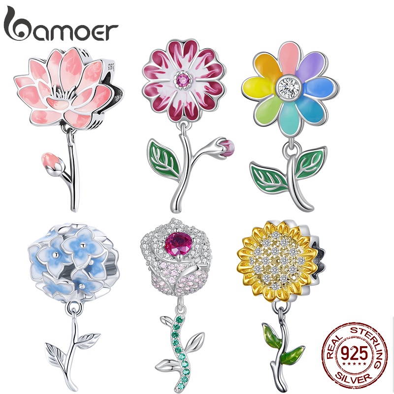 Bamoer จี้ดอกบัว ดอกกุหลาบ เงิน 925 เครื่องประดับแฟชั่น