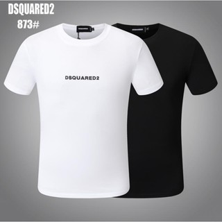 เสื้อขาว Dsquared2 ฤดูร้อนผู้ชายผู้หญิงพิมพ์จดหมายคอแขนสั้นถนนฮิปฮอปผ้าฝ้ายบริสุทธิ์เสื้อยืดที