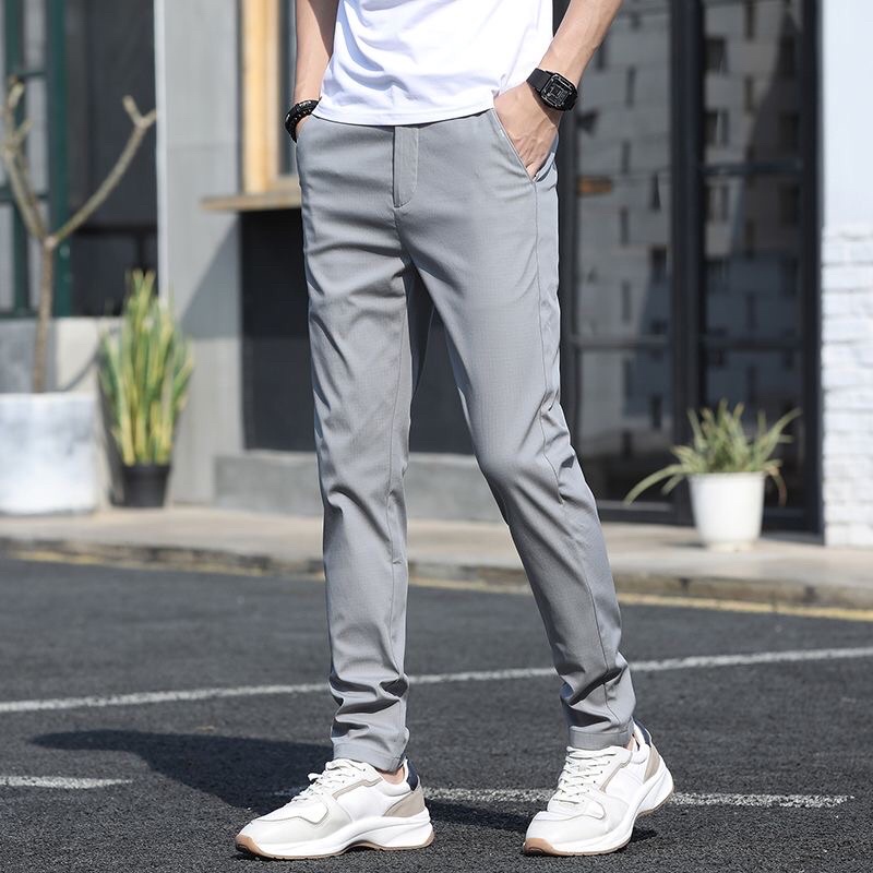 Sale กางเกงสแล็คยืดหยุ่น ใส่สบายไม่ร้อน กางเกงขายาวทำงาน ลำลองผ้ายืดหยุ่น