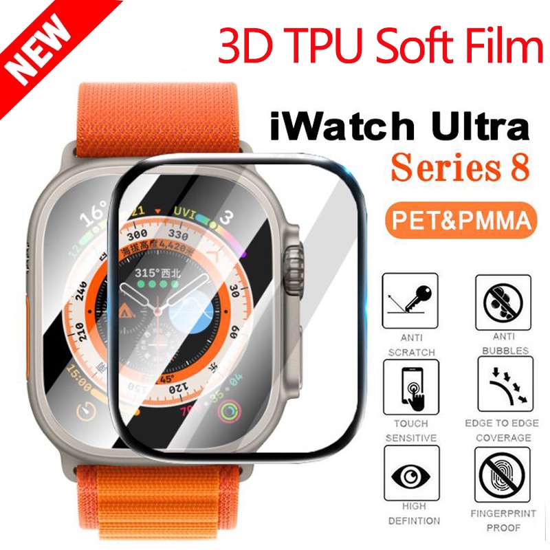 ฟิล์มกันรอยหน้าจอ TPU 3D สําหรับ Apple Watch Ultra 49 มม. iWatch Series 7 8 41 มม. 45 มม.