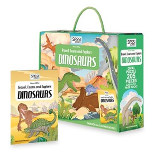 Travel, Learn, Explore. Dinosaurs Learn and Explore Dinosaur Jigsaw 2 in 1 by Sassi Junior (Book +Jigsaw)