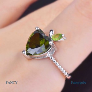 Fancy ใหม่ แหวนคริสตัล รูปหัวใจ แอปเปิ้ล สีเขียว ขนาด 8*8 มม.