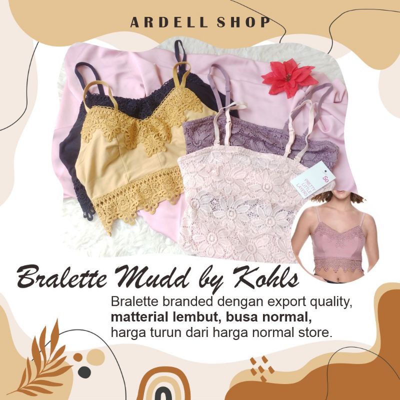 EM MUDD BY KOHLS WIRELESS BRA BRALETTE เสื้อครอปผู้หญิง LACE XS SML