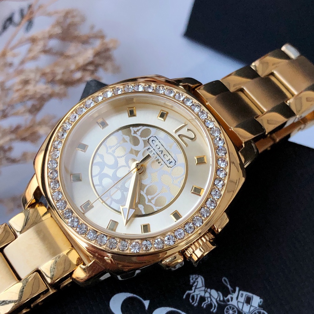 Coach Women's Mini Boyfriend Gold Crystal Glitz Watch 14501700 14501701 14501699 34mm