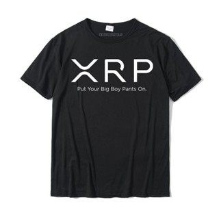 เสื้อยืดเปล่า XRP ระลอกสกุลเงิน Crypto ตลกใส่กางเกงเด็กใหญ่ของคุณบนผ้าฝ้ายผู้ชายเสื้อยืดเสื้อลําลองเสื้อเชิ้ตมาใหม่พิมพ์