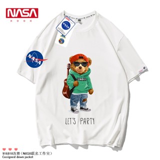 เสื้อยืดแขนสั้น ผ้าฝ้าย พิมพ์ลายการ์ตูนนักบินอวกาศ nasa สามมิติ สําหรับผู้ชาย