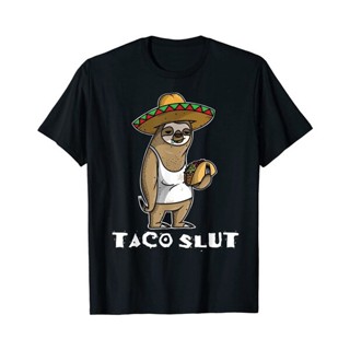 เสื้อยืด พิมพ์ลาย Taco SLUT Sloth Sombrero Cinco de Mayo สําหรับผู้ชาย