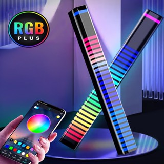 ไฟปิ๊กอัพ RGB ไฟ LED ควบคุมด้วยเสียง ควบคุมด้วยแอพอัจฉริยะ โคมไฟรอบทิศทาง จังหวะสี สําหรับรถยนต์ / เกม คอมพิวเตอร์ตั้งโต๊ะ ไฟตกแต่ง