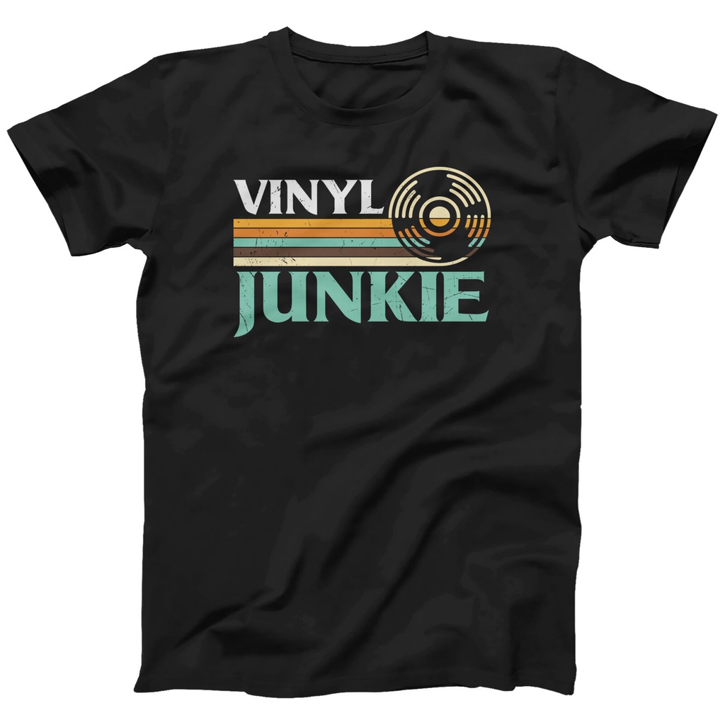 Vinyl Junkie Tshirt Mens Music Lovers Records Dj Turntable Vintage