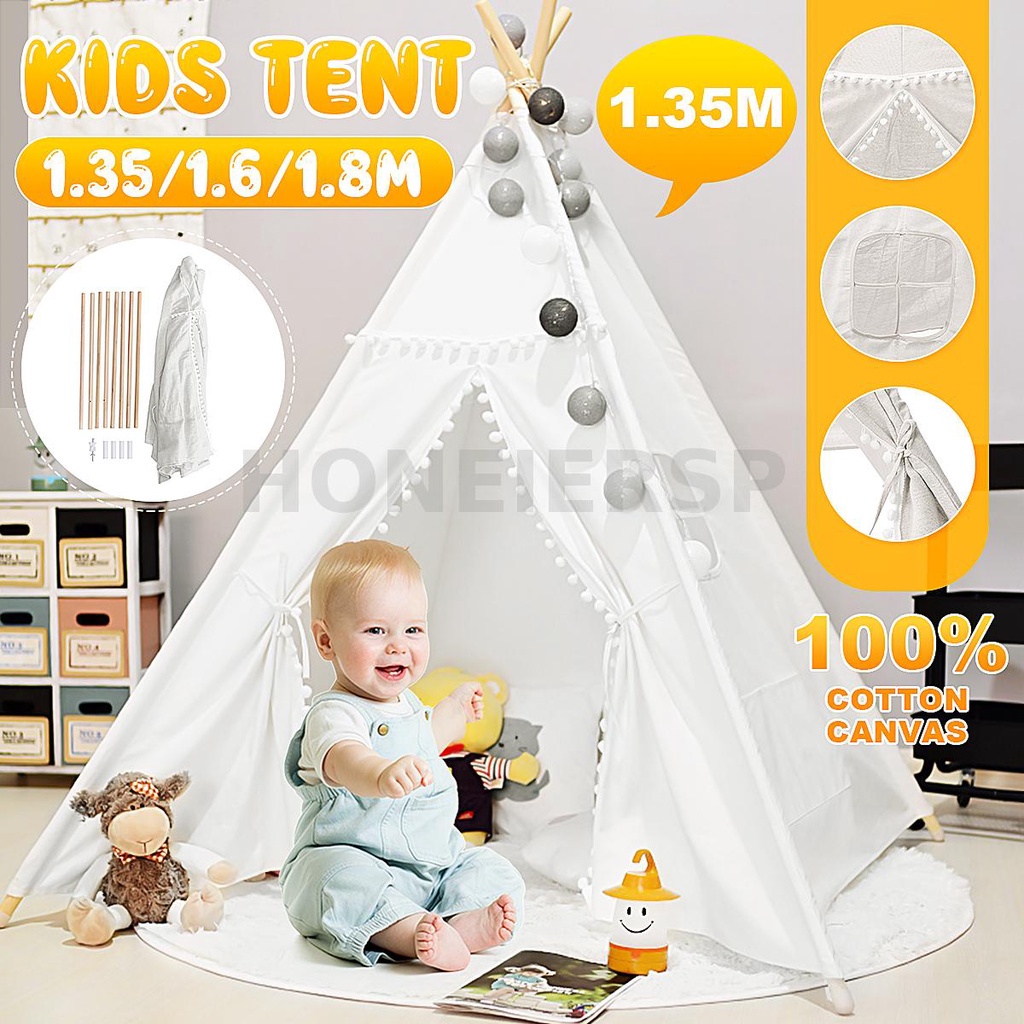 Indian Teepee Kids Tent ผ้าใบผ้าฝ้ายแกล้งทำเป็น Playhouse Wigwam