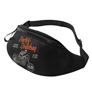 Harley Davidsons Fanny Packs สําหรับผู้หญิง ผู้ชาย, กระเป๋าสะพายข้าง สีดํา, กระเป๋าเข็มขัด พร้อมสายรัดปรับได้