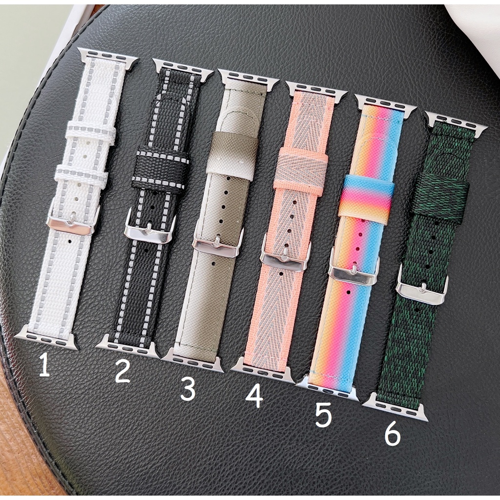 สายนาฬิกาข้อมือ ผ้าแคนวาส สะท้อนแสง แบบเปลี่ยน สําหรับ Apple Watch Series 8 Series 7 Series 6 SE Series 5 Series 4 Series 3 2 1 Ultra 49 มม. 38 มม. 40 มม. 44 มม. 41 มม. 45 มม. 42 มม.