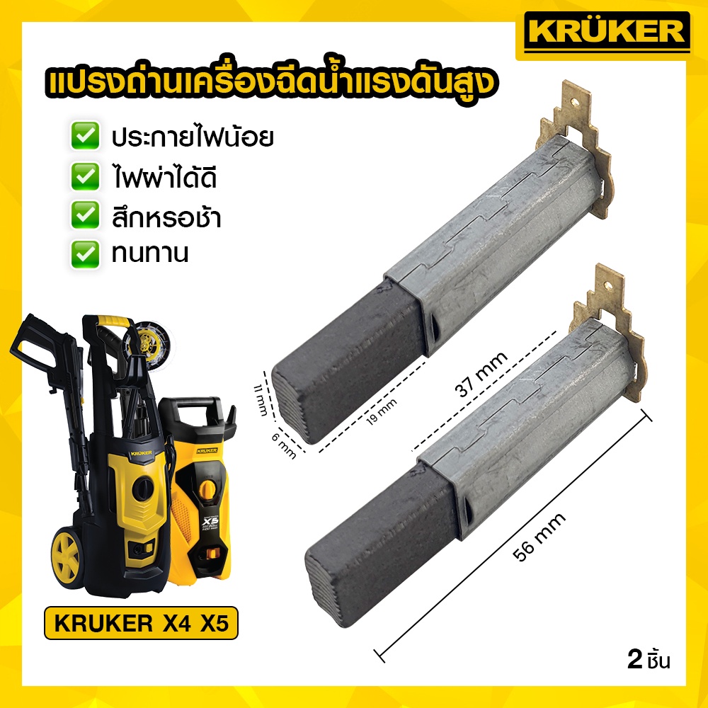 [ส่งฟรี]🚚🌟🌟 KRUKER แปรงถ่าน 2 ชิ้น เครื่องฉีดน้ำแรงดันสูง KRUKER X4,X5 (Carbon Brush) KK9140