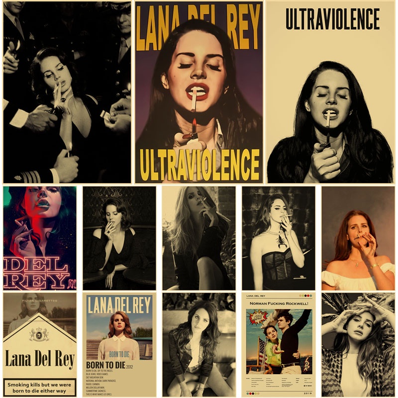 โปสเตอร์กระดาษคราฟท์ ลายนักร้อง Lana Del Rey สไตล์วินเทจ สําหรับตกแต่งผนังบ้าน ห้องนั่งเล่น บาร์