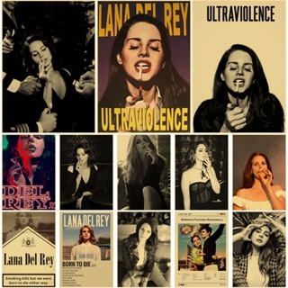 โปสเตอร์กระดาษคราฟท์ ลายนักร้อง Lana Del Rey สไตล์วินเทจ สําหรับตกแต่งผนังบ้าน ห้องนั่งเล่น บาร์