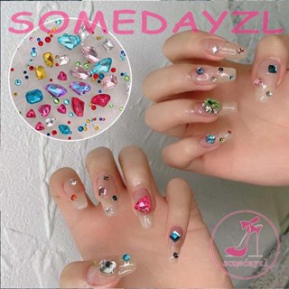 Somedayzl เพชรเทียม คริสตัล ทรงสี่เหลี่ยม พื้นแบน สําหรับตกแต่งเล็บ DIY