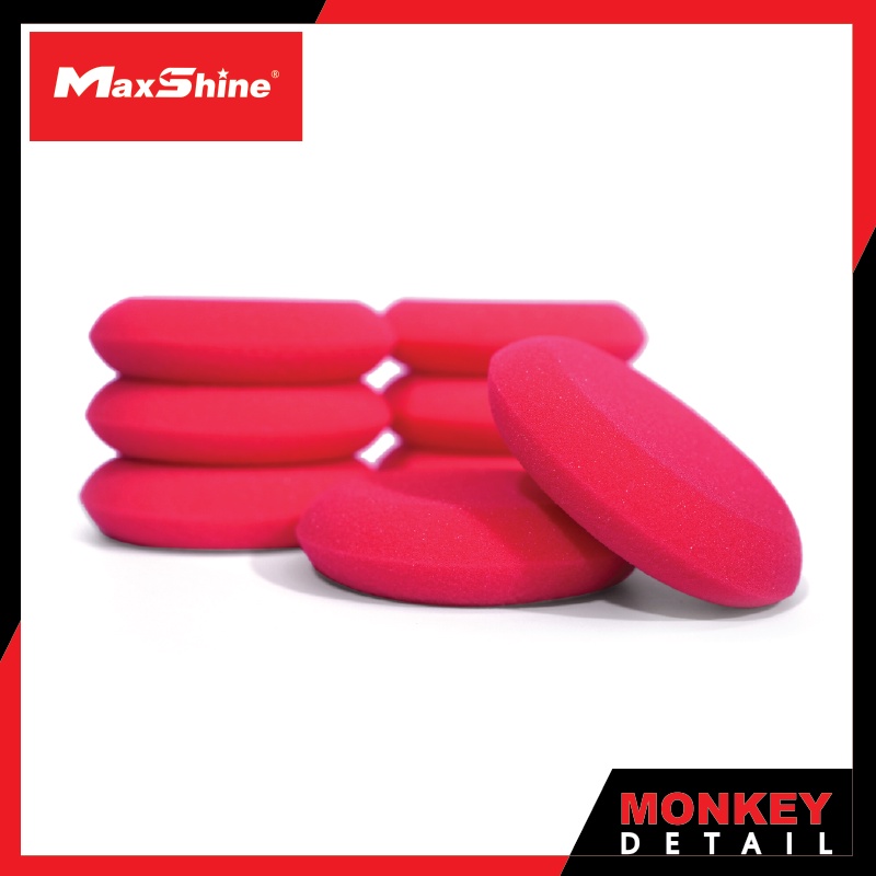 ฟองน้ำลงแว็กซ์ ทรง UFO - Maxshine Soft Foam UFO Waxing/Sealant Applicator Red