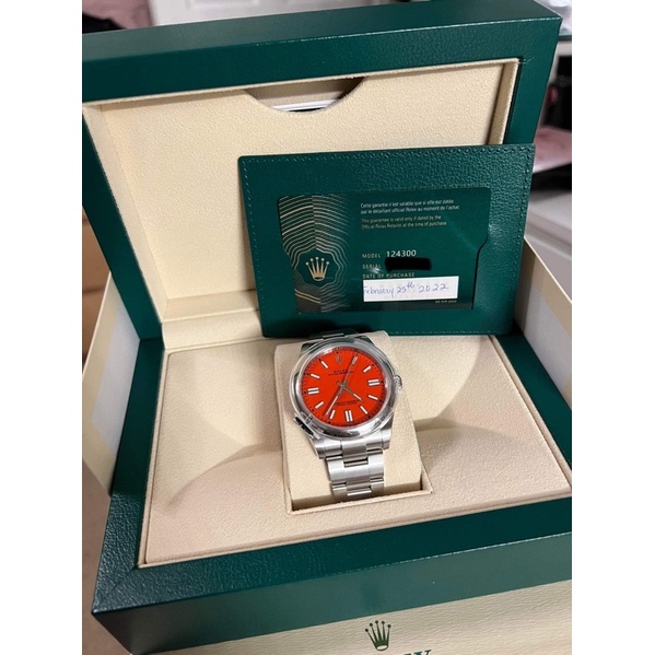 New 2022! ROLEX Oyster Perpetual 41mm Red Dial 124300
