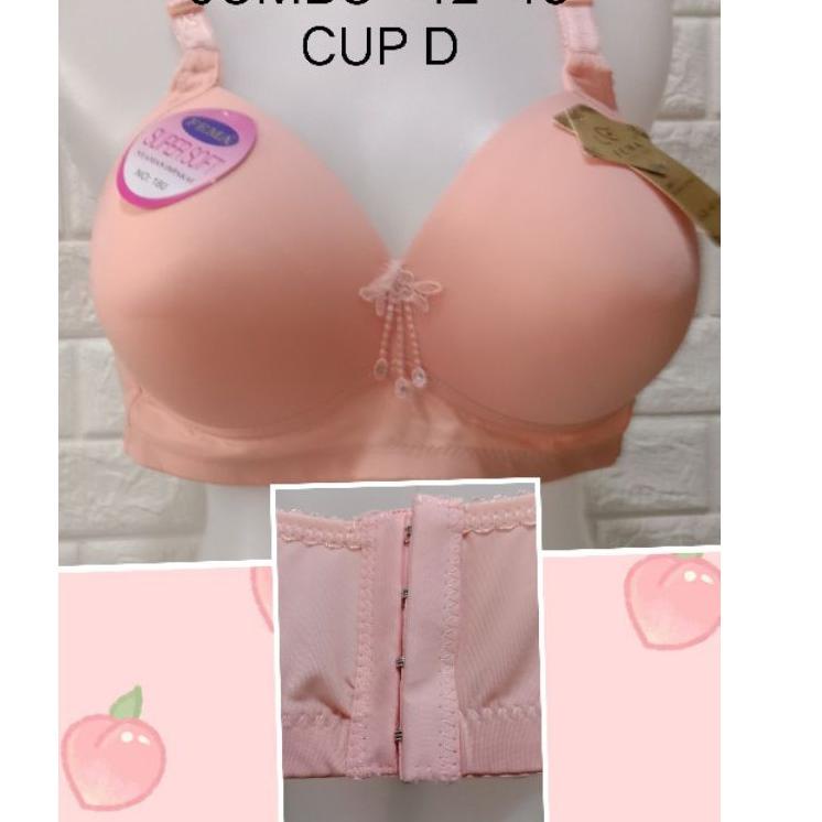 Jumbo BRA Heels 4 Cup D(Large) (F180) 247 BRA ไซส์ 42-48 with Wire Free Sponge ชุดชั้นในสตรี