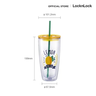 LocknLock แก้วพลาสติก 2 ชั้นพร้อมหลอด Double Wall Cold Cup รุ่น HAP507