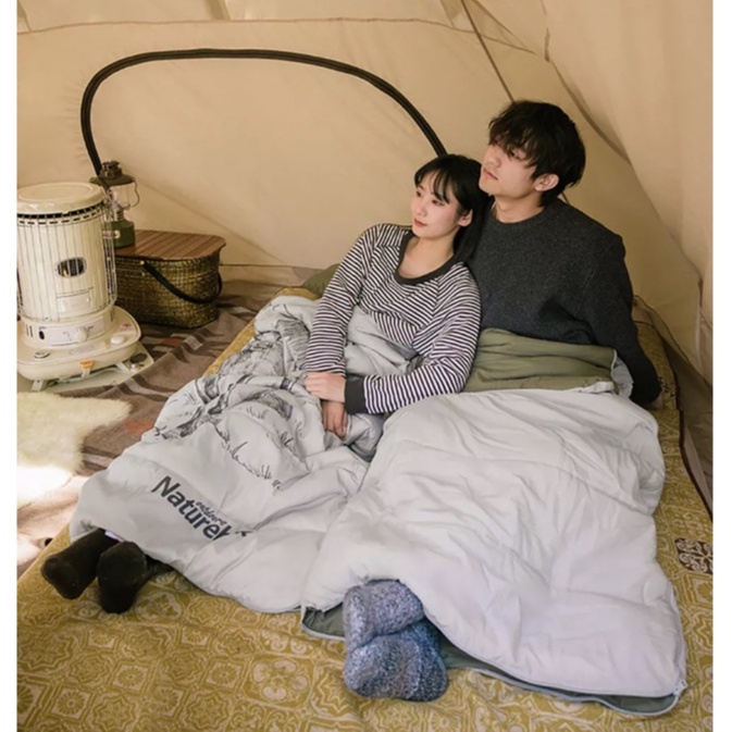 Shopee Thailand - ? ready to send ? 100% authentic, naturehike sleeping bag, sleeping bag for 2 people, sleeping bag, hiking (Free 2 pillows) Can be separated into 2 sleeping bags, portable sleeping bag