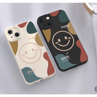 เคสโทรศัพท์มือถือ ซิลิโคนนิ่ม ลายหน้ายิ้ม สีดํา สําหรับ IPhone 14 Pro Max Plus IP14 13 12 11 Pro Max 7 8